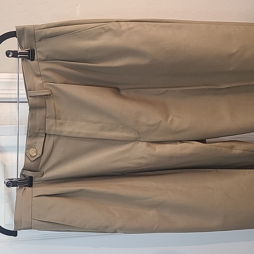 Ralph Lauren Mens Classic Khaki Tan‎ Trouser Pants Pleated 34x32 Chino Casual